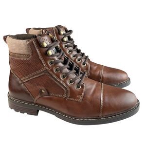 Madden Men’s Combat Ankle Boots US 8.5 EU 41.5 Brown Faux Leather Lace Up